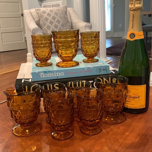 Vintage Amber Colored Glassware Set